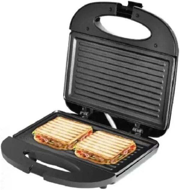 non stick sandwich maker with 2 sandwiches in it