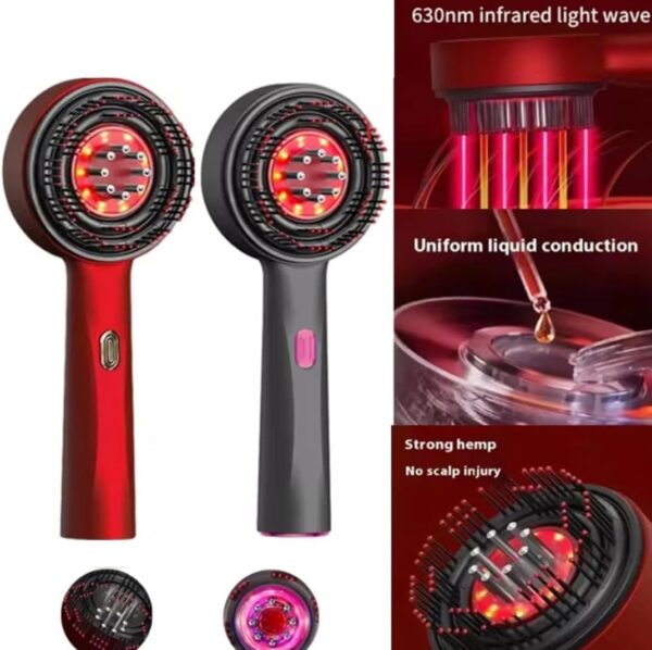 Black Scalp Massaging Brush with Oil Applicator + Free Rosemary Hair Care Essential Oil 30ml
